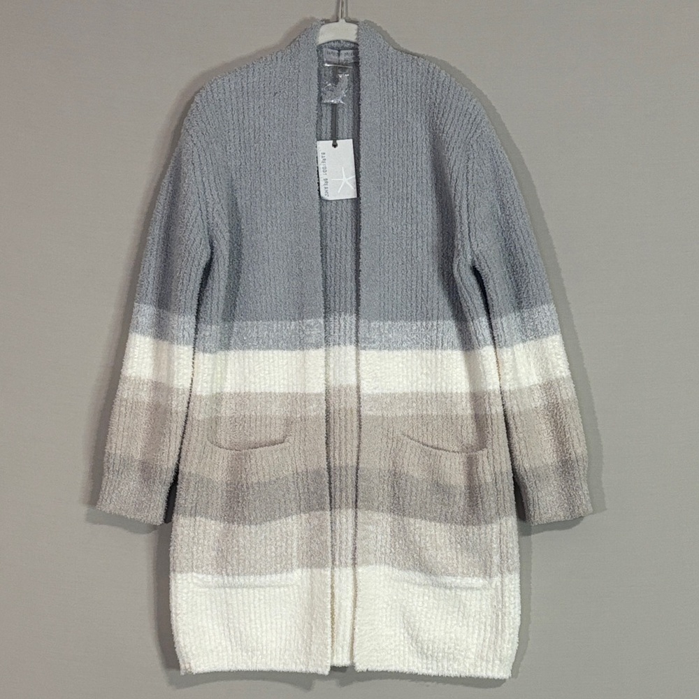 Barefoot Dreams CozyChic Sunset Boyfriend Cardigan XS Ocean Multi